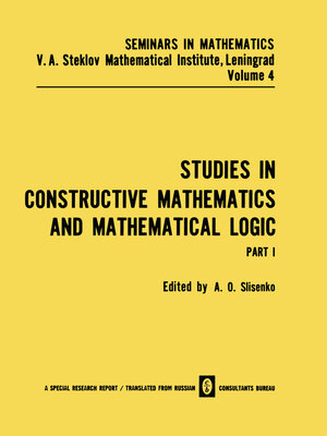 cover image of Studies in Constructive Mathematics and Mathematical Logic